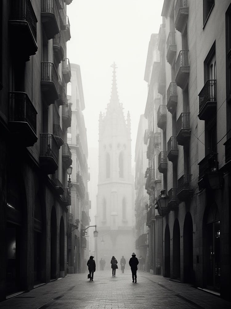 Barcelona, Black And White Analogue Photograph 4