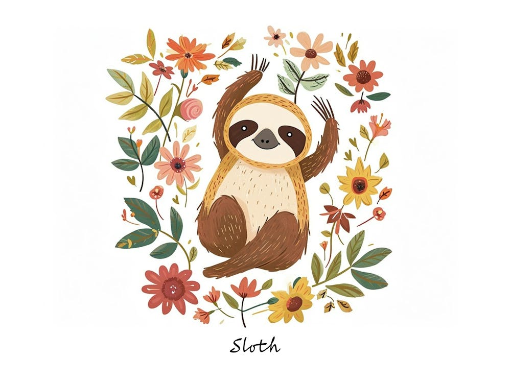 Little Floral Sloth 3 Poster