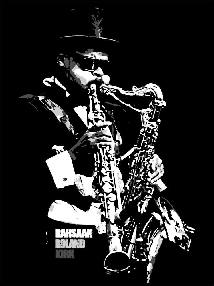 Rahsaan Roland Kirk American Jazz Multi-Instrumentalist in Grayscale