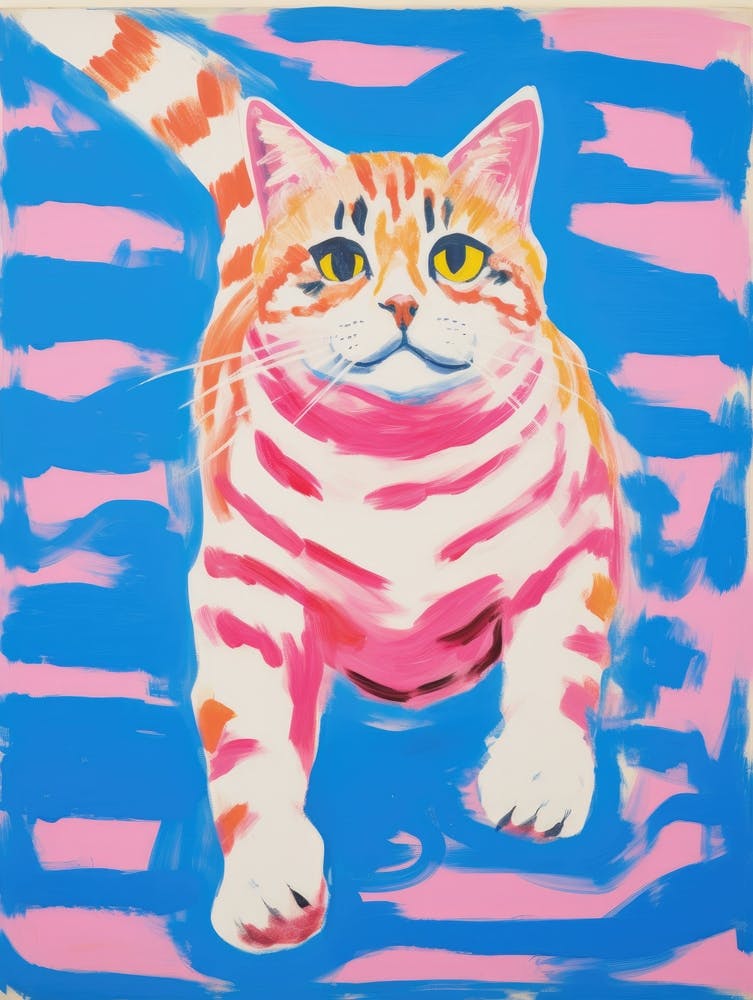 Cat On A Pink Stripe