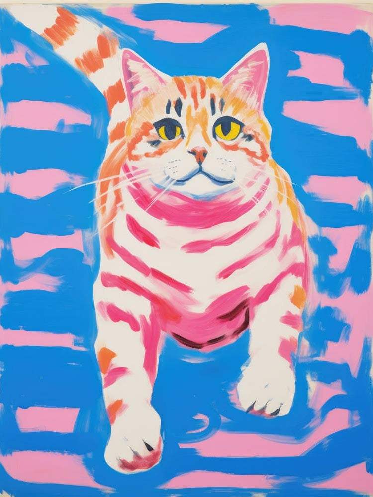 Cat On A Pink Stripe