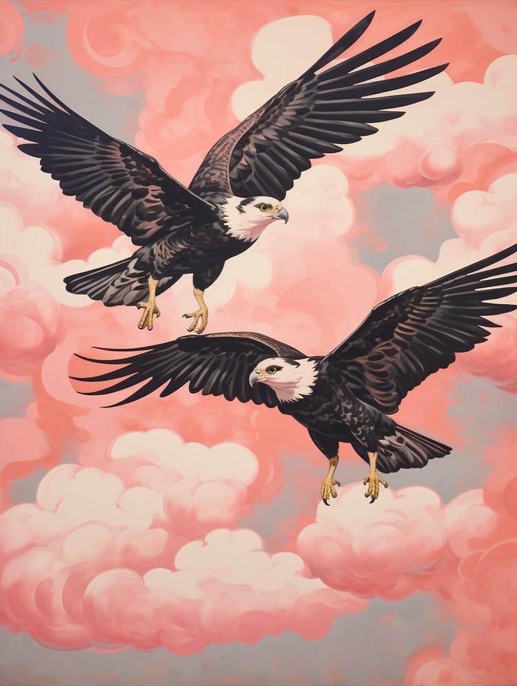 Vintage Japanese Inspired Bird Print Crested Caracara 2