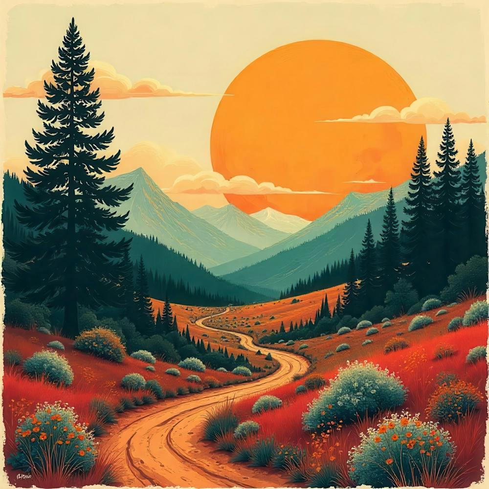 Chemin Vers Le Coucher de Soleil 2