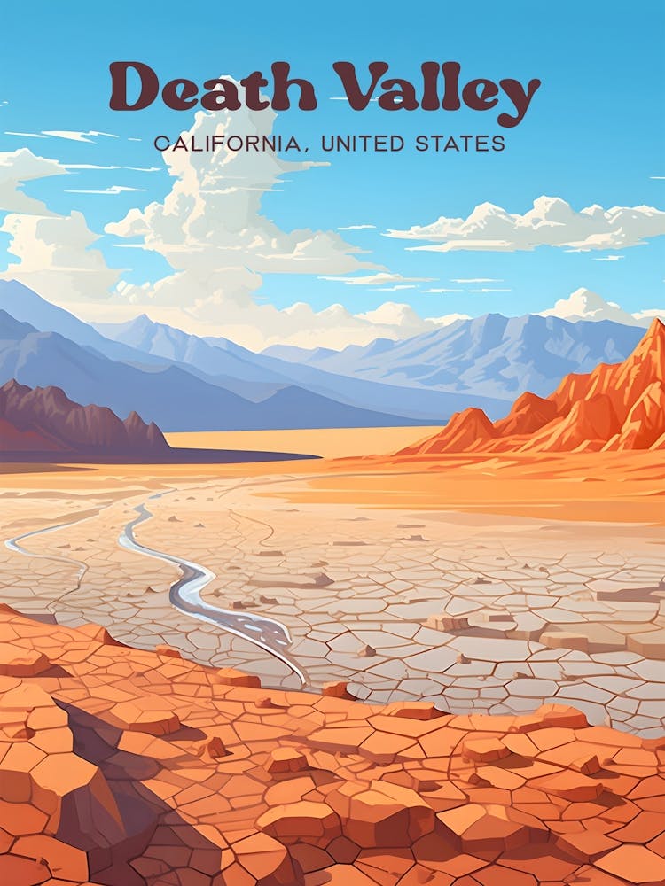 Death Valley California Nature Modern Travel Illustration
