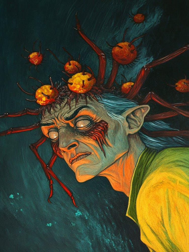 Man With A Head Full Of Fruit