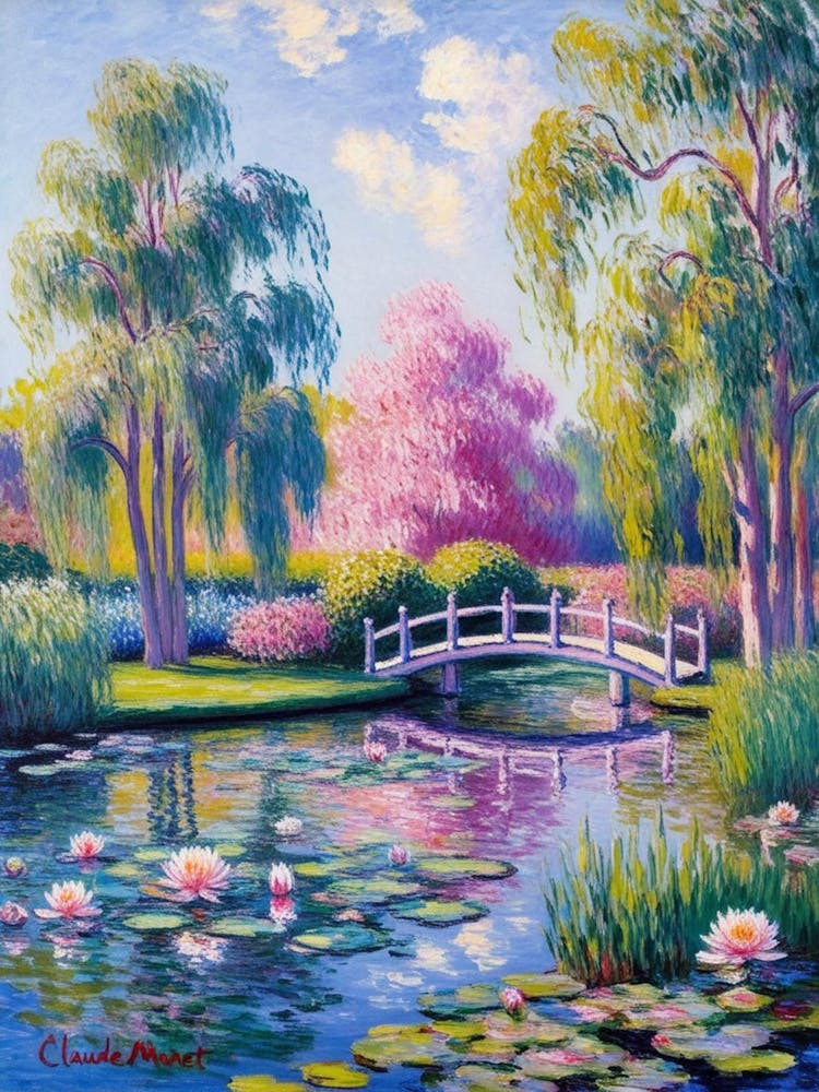 Water Lily Bridge Inspired By Claude Monet 1