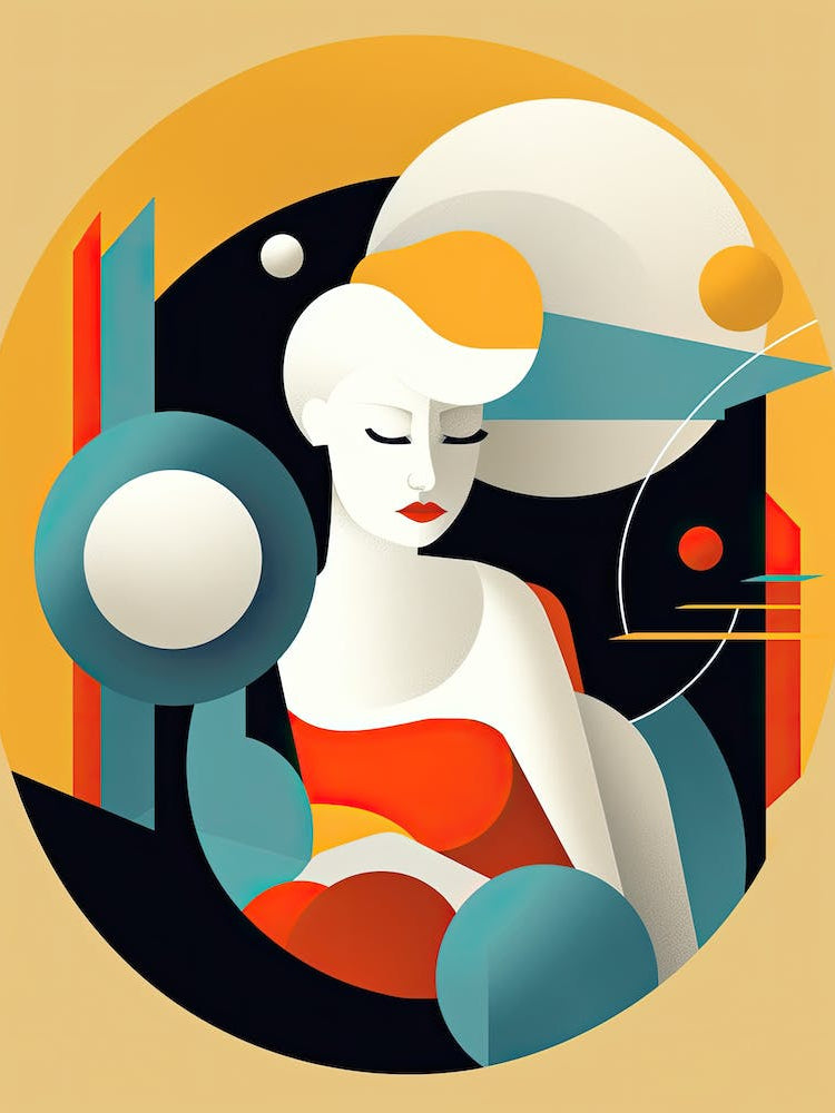 Rhythms of Resilience: Woman in Abstract Harmony