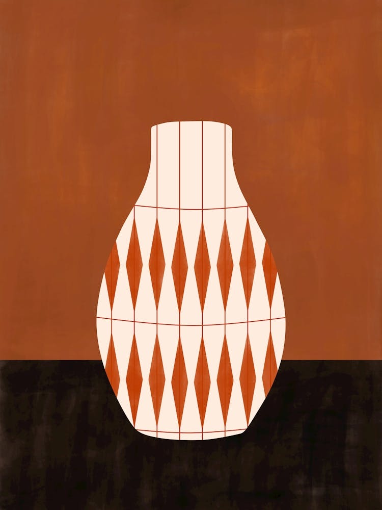 Orange & White Vase on Orange Background