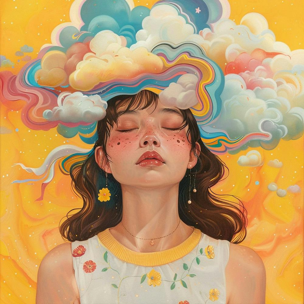 Dreaming Girl Hand Drawn Sketch