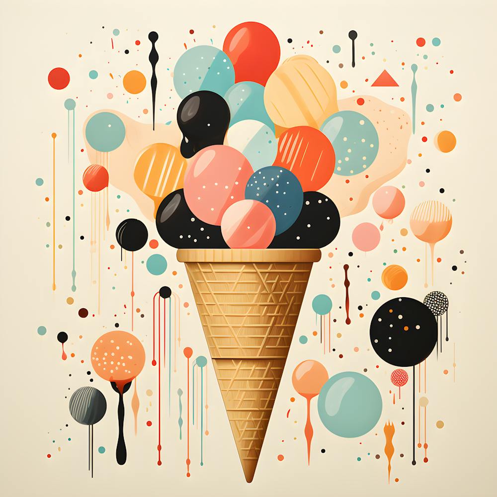 Pastel Scoop Parade Whimsical Ice Cream Wall Art