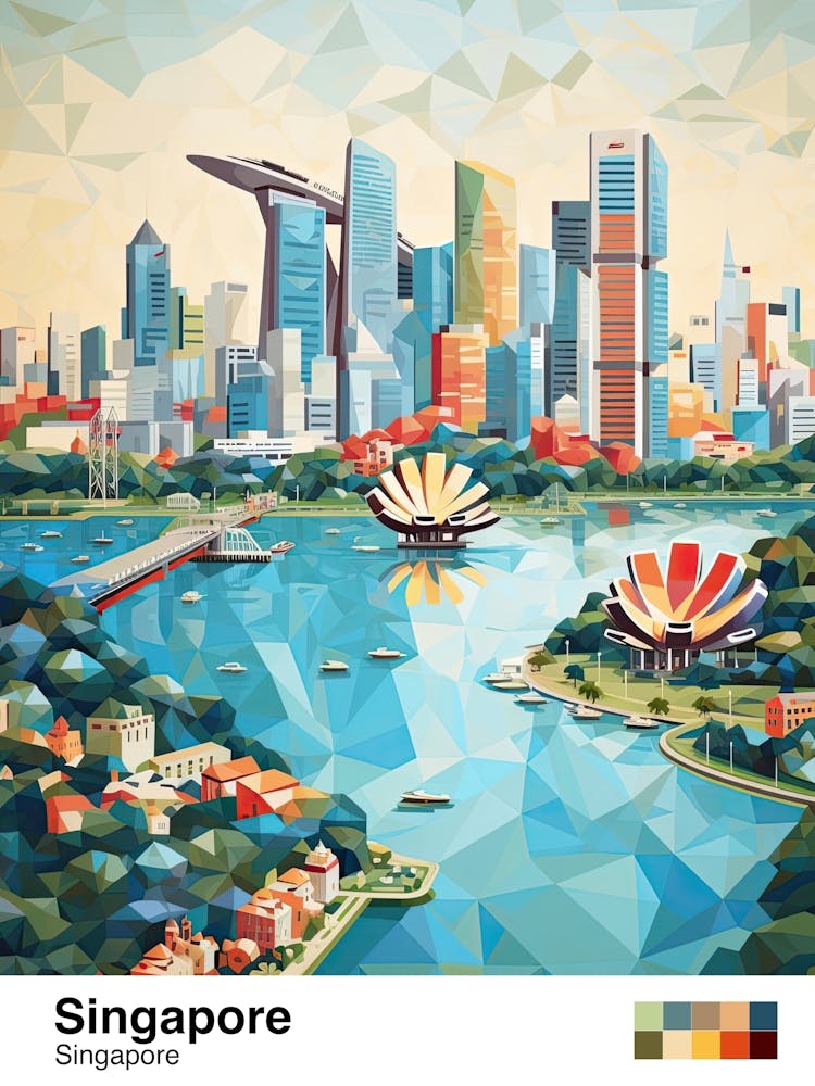 Singapore, Geometric Illustration 2 Poster