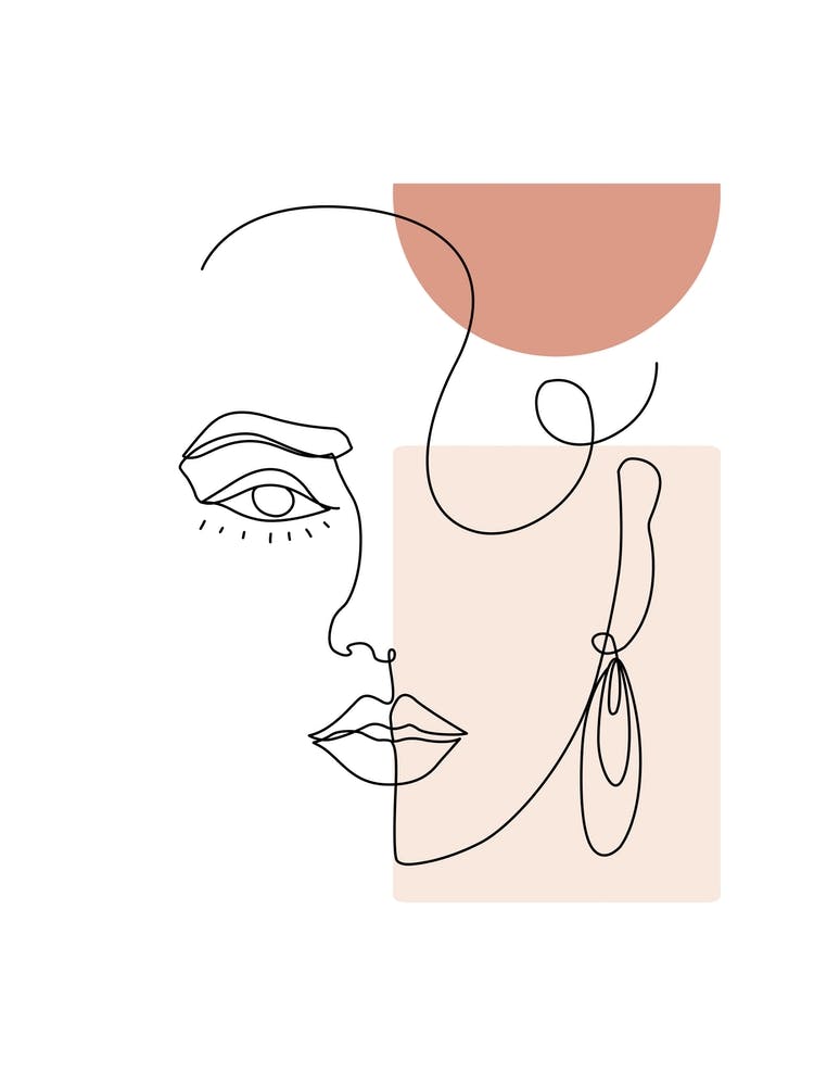 Minimal Woman Face Line Art