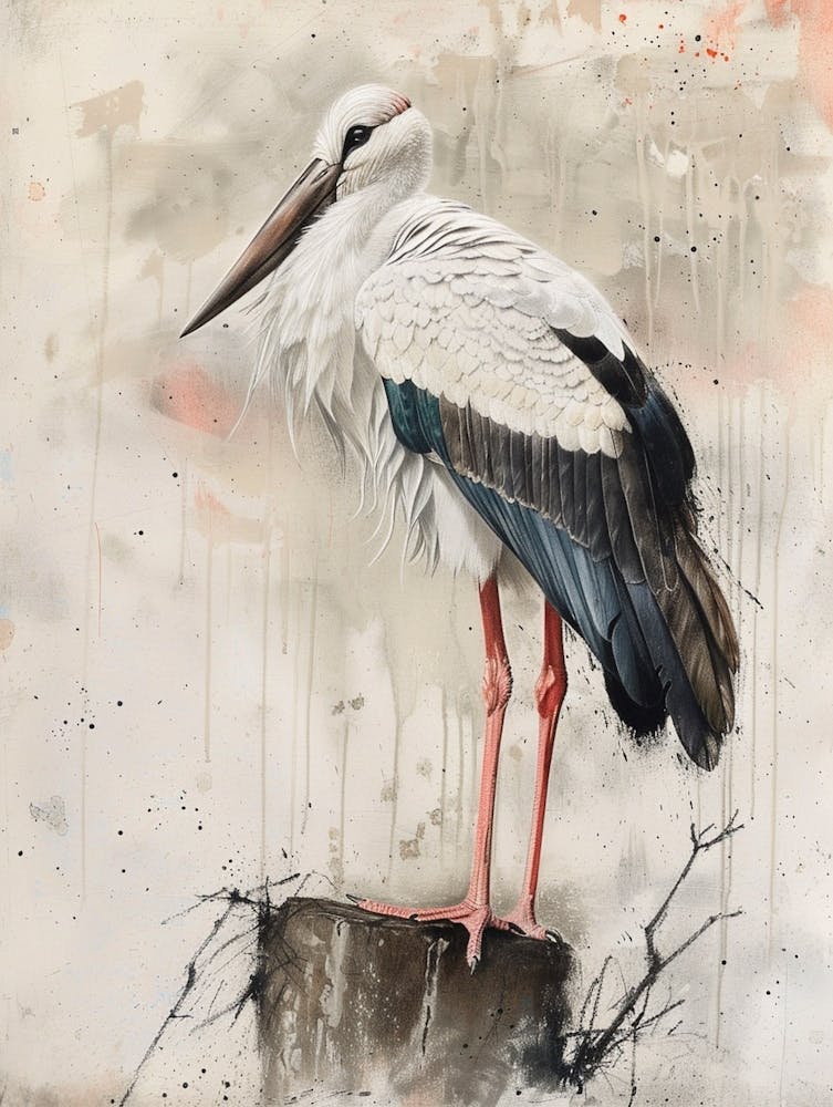 Stork Pastel Watercolour 2