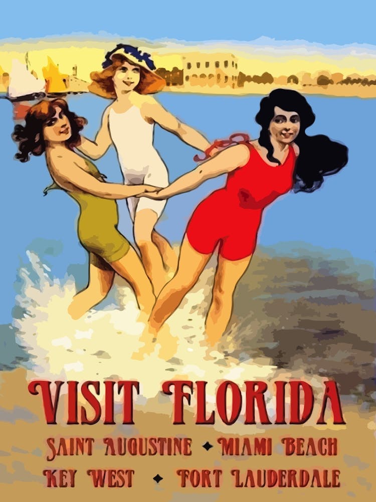 Florida, Three Girls On A Beach
