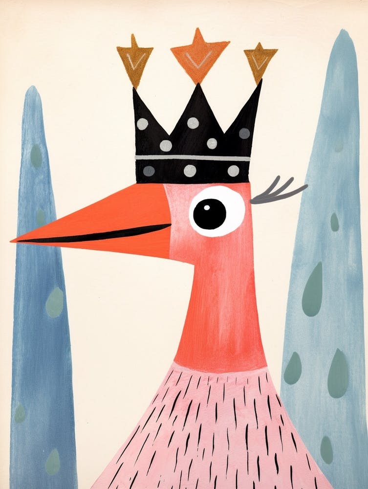 Little Flamingo Wearing A Crown