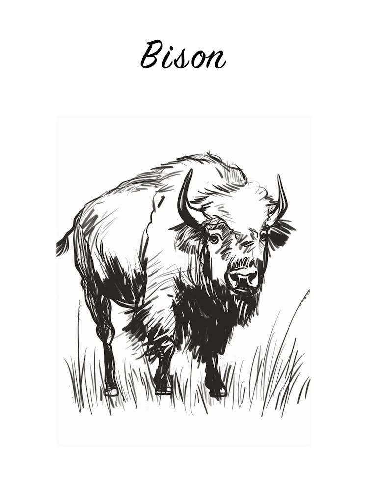 B&W Bison Poster