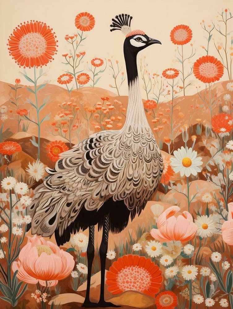 Emu 3 Detailed Bird Painting