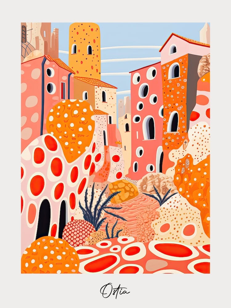 Poster Of Ostia, Italy, Illustration In The Style Of Pop Art 1