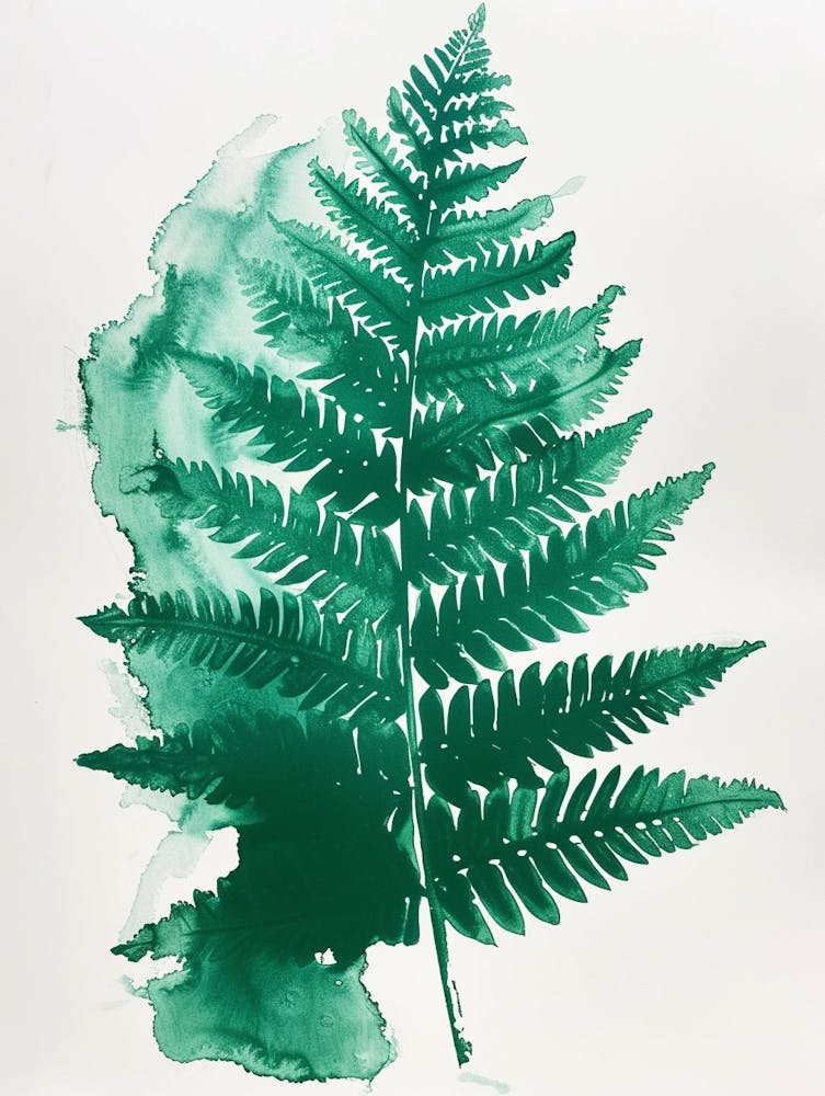 Green Ink Painting Of A Cinnamon Fern 4