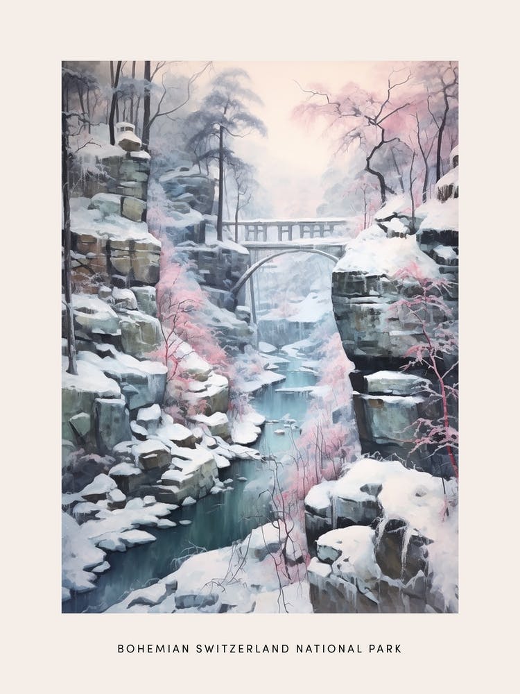 Dreamy Winter National Park Poster  Bohemian Switzerland National Park 2