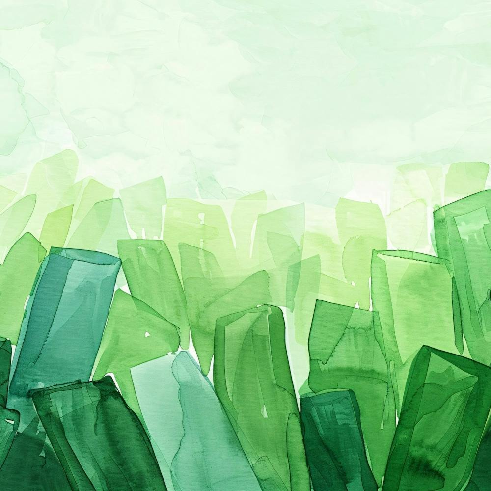 Aquarell von Grünen Glasflaschen