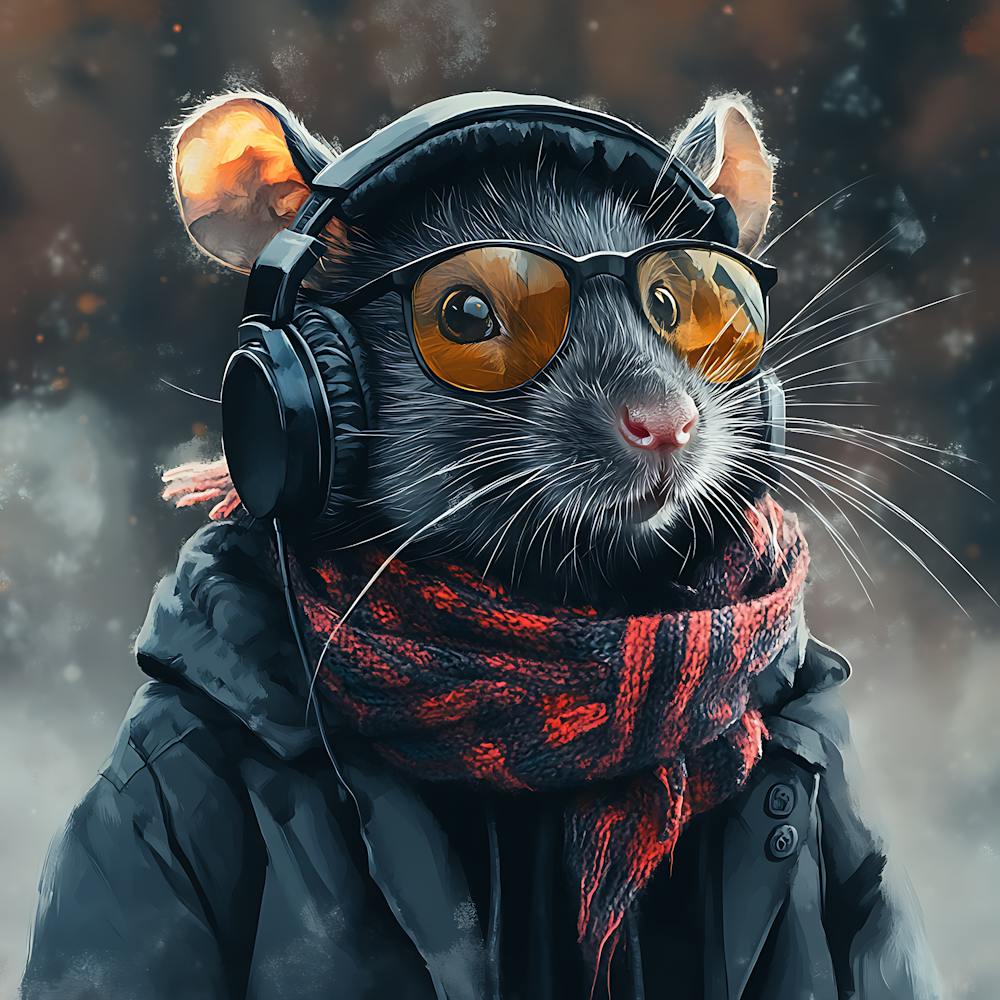 Coole Ratte mit Kopfhörern 12