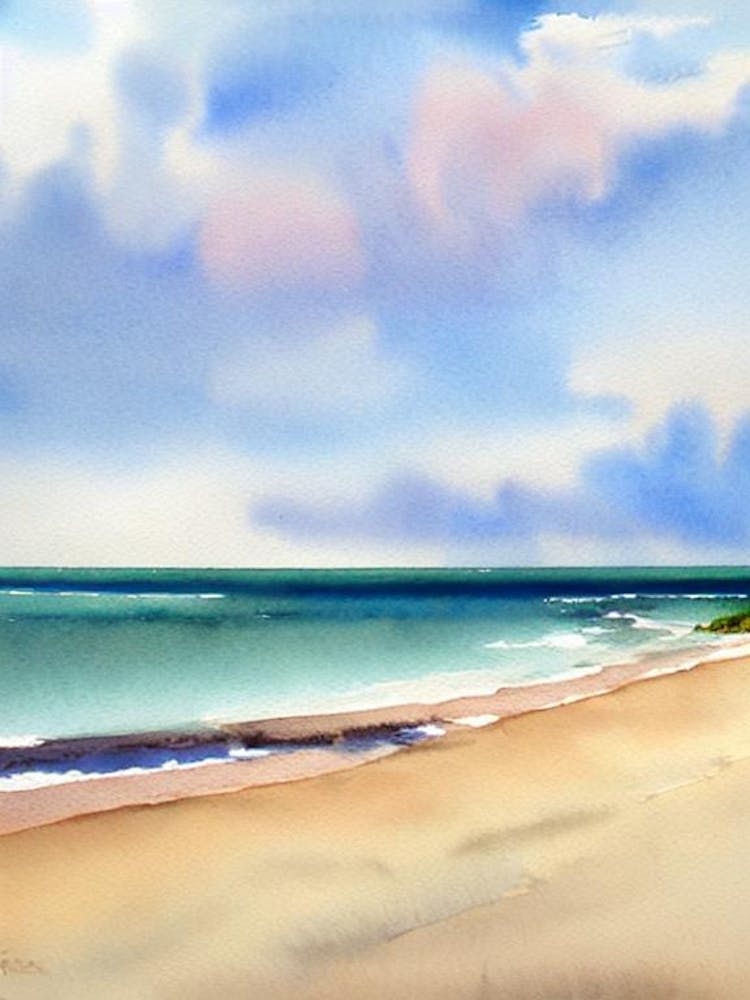 Grange Beach 2, Australia Watercolour