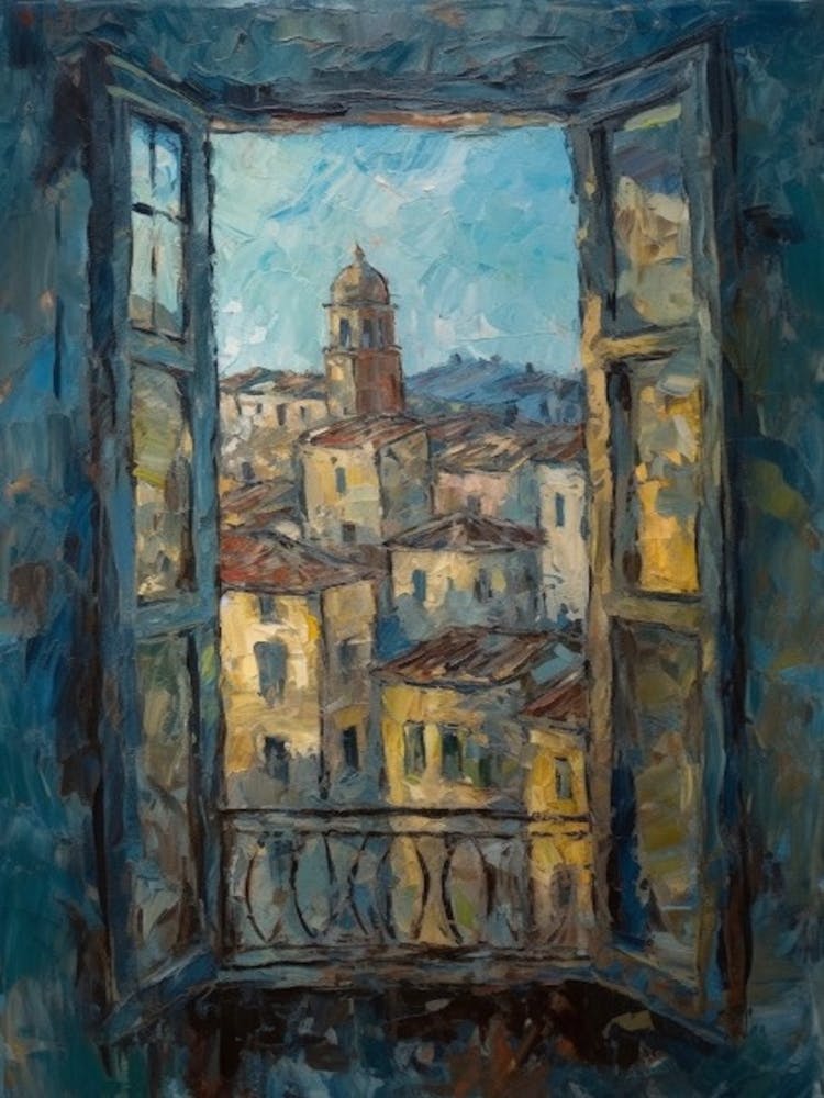 Window View Of Florence In The Style Of Expressionism 4
