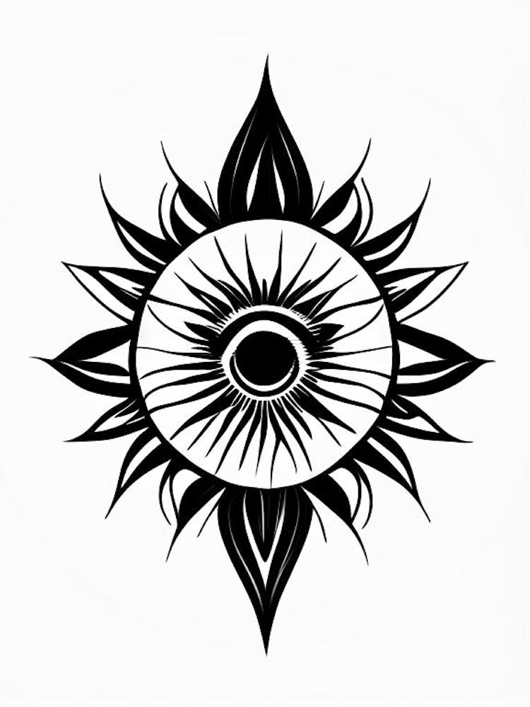 Chakra, Symbol, Third Eye Simple Black & White Illustration 7