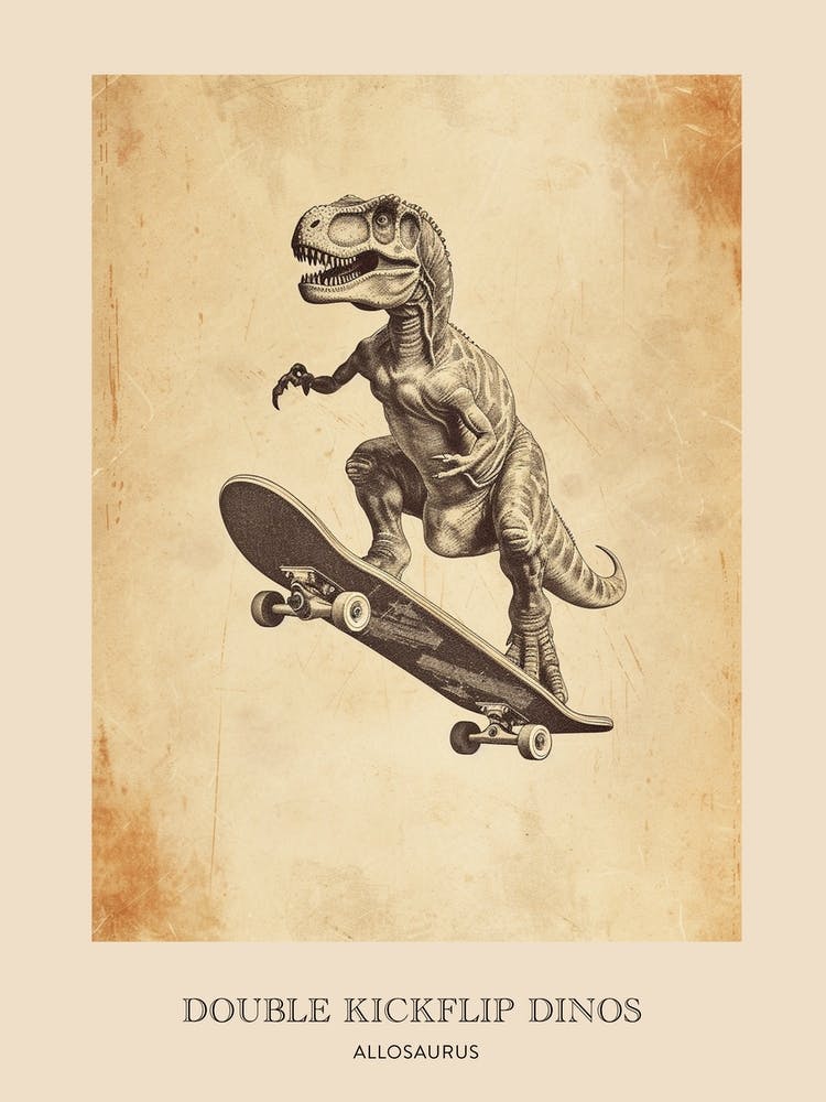 Allosaurus Vintage Dinosaur Poster 3