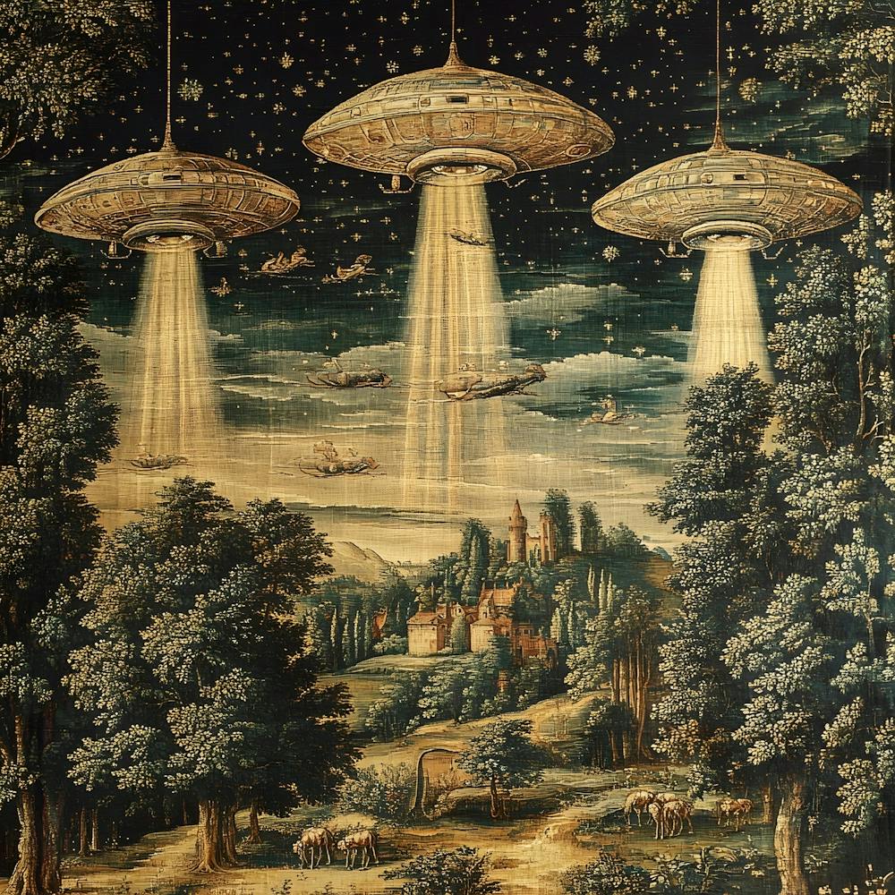 Alien Invasion Ancient Tapestry 3