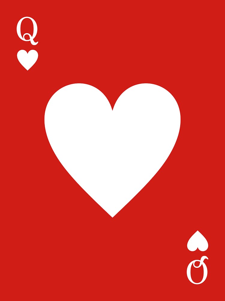 Queen Of Hearts, playing cards, minimal, modern, vibes, girl power, lucky charm, aesthetic, red, games, girl room decor, cute, sassy, heart