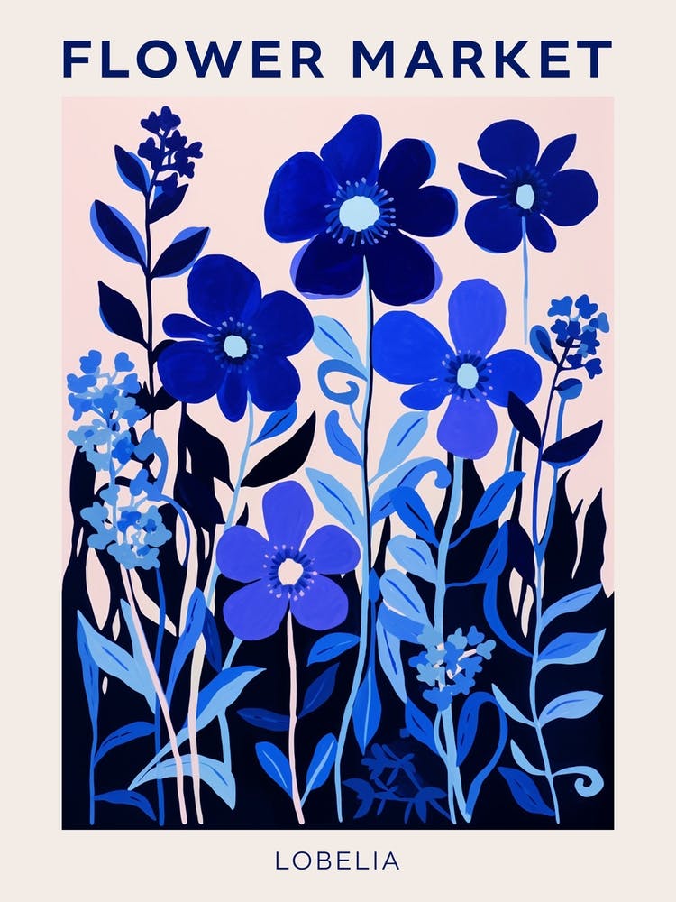 Affiche Marché aux Fleurs Bleues Lobelia 3