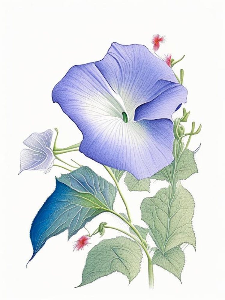 Morning Glory Floral Quentin Blake Inspirierte Illustration 1 Blume
