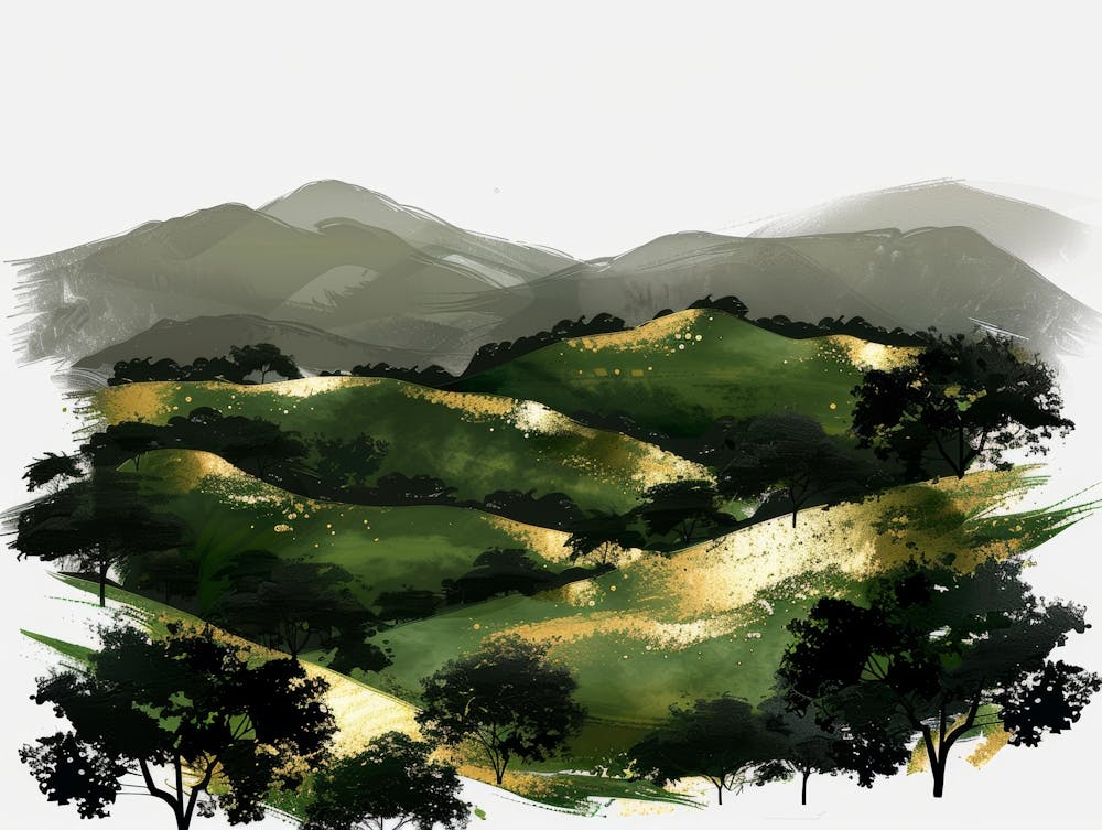 Landschaftsgemälde, Landschaft Png und Psd