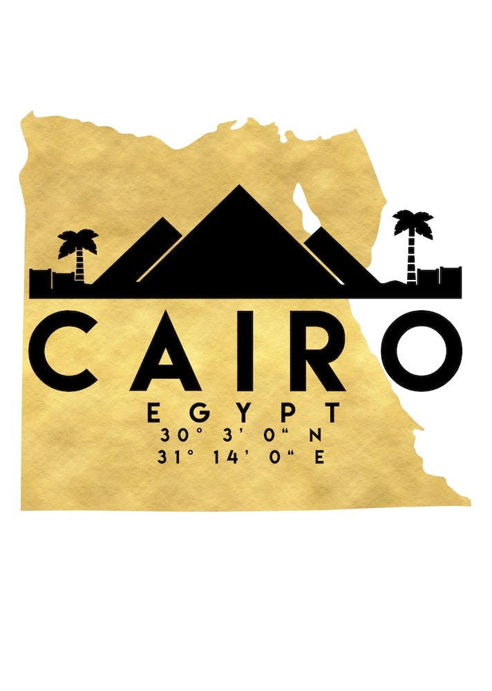 Cairo Egypt Silhouette City Skyline Map