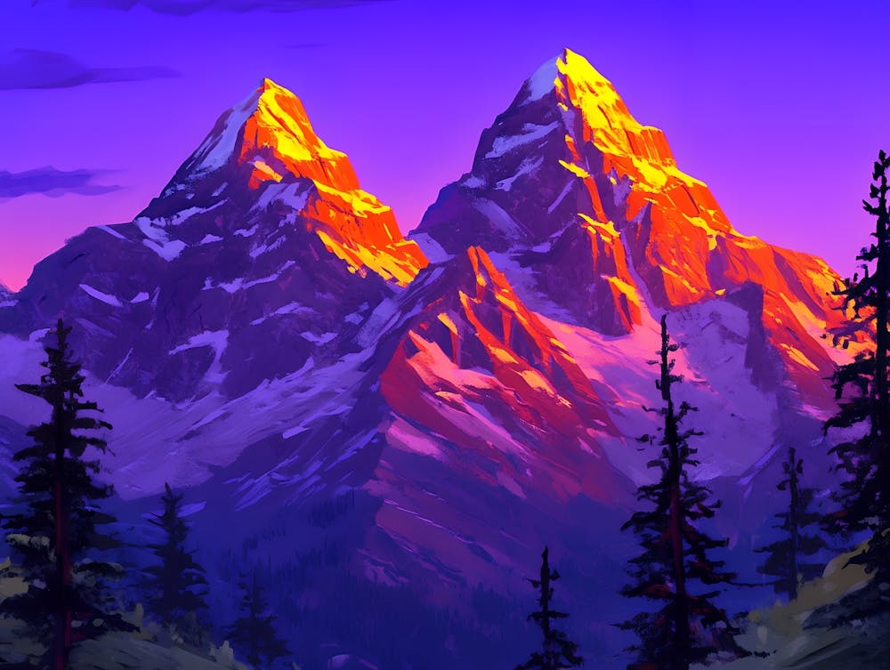 Mountain Range At Sunset