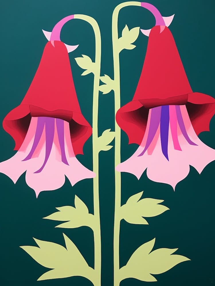 Cut Out Style Flower Art Canterbury Bells 1