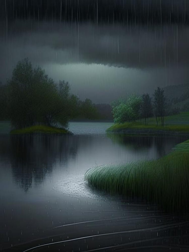 Rain Water Landscapes Waterscape Crayon 2
