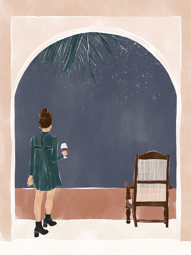 Girl Looking At The Stars