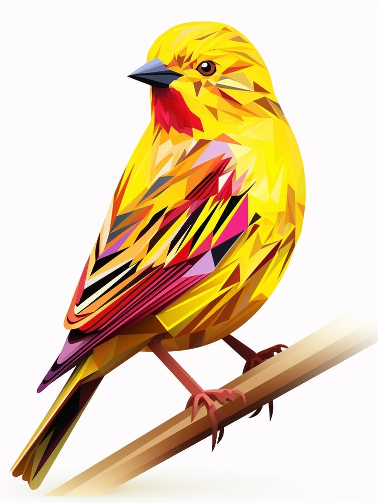 Colourful Geometric Bird Yellowhammer 1