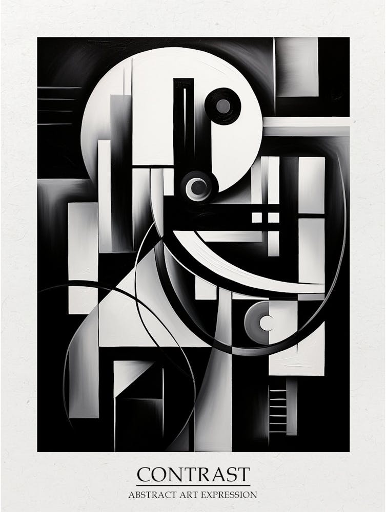 Contrast Abstract Black And White 7 Poster