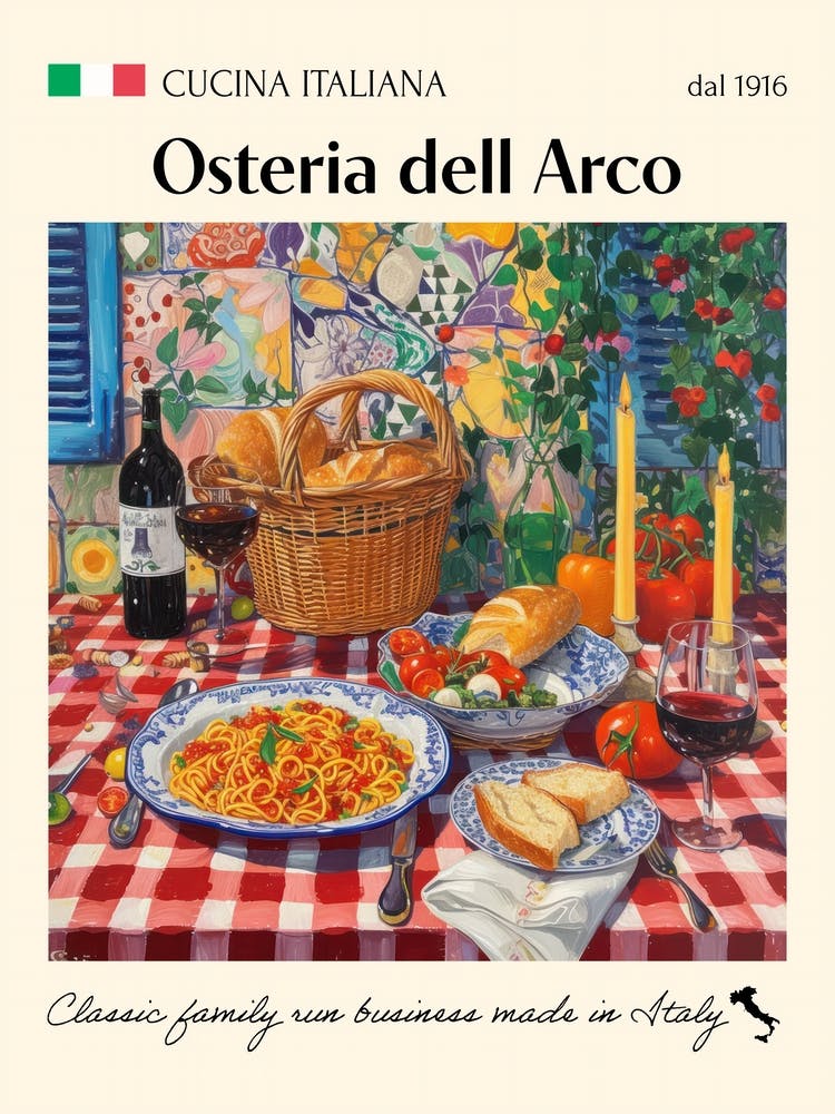Osteria Dell Arco Trattoria Italian Poster Food Kitchen