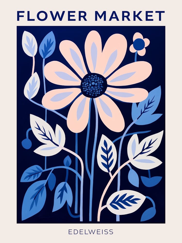 Blue Flower Market Poster Edelweiss 1