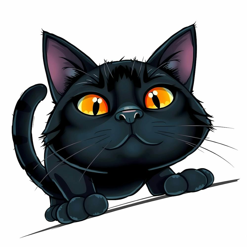 Pouncing Black Cat With Orange Eyes