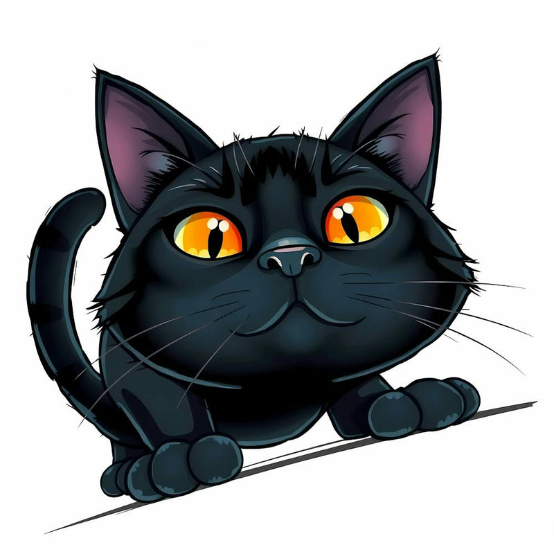 Pouncing Black Cat With Orange Eyes