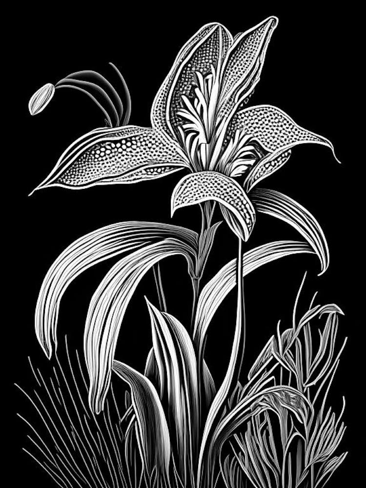 Trout Lily Wildflower Linocut 1