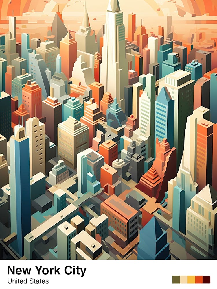 New York City View   Geometric Vector Illustration 1 Poster