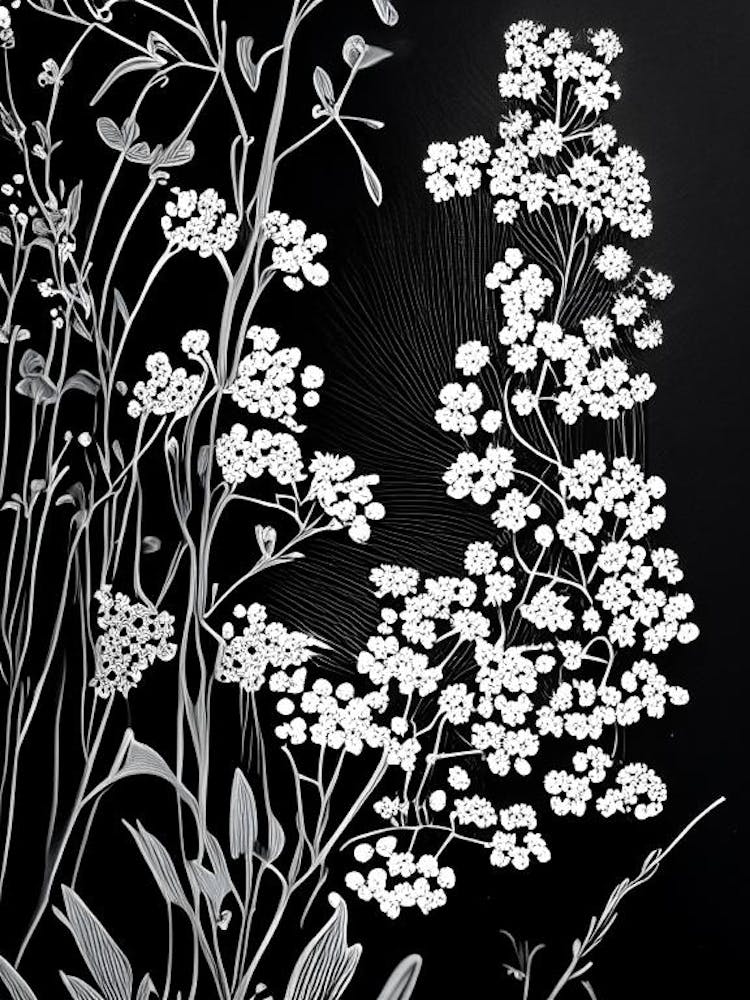 Baby's Breath Wildflower Linocut 1