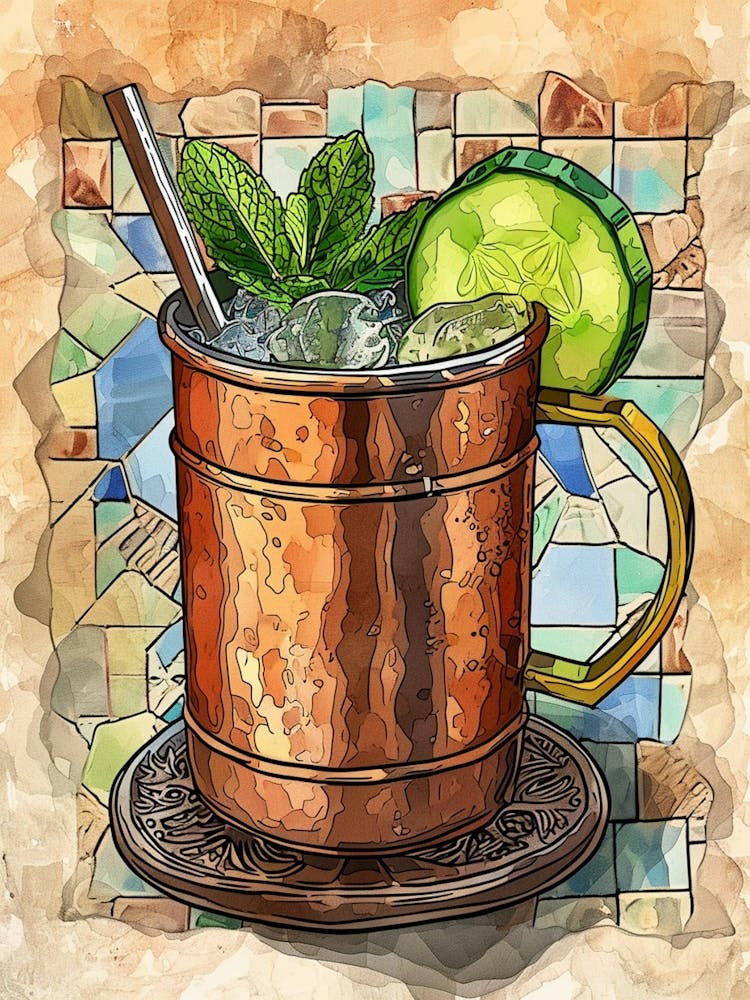 Moscow Mule Watercolour Illustration 2